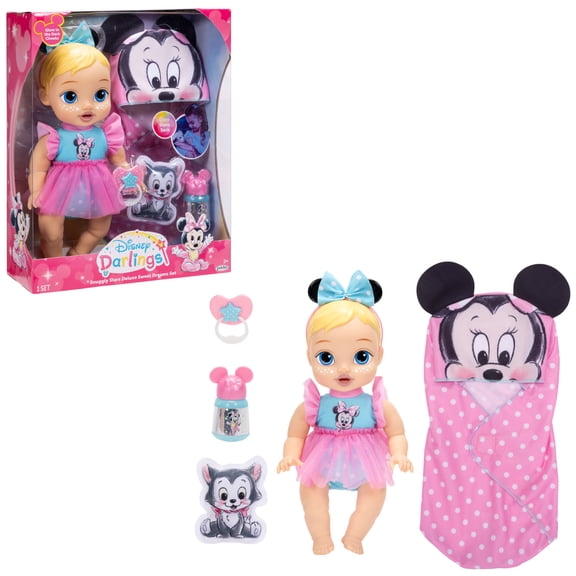 Representative product-family photo: Disney Darlings Snuggly Stars Feature Baby Doll Inspired By Minnie Mouse Blonde Hair, Blue Eyes, Price. Pictured option and availability are unverified.