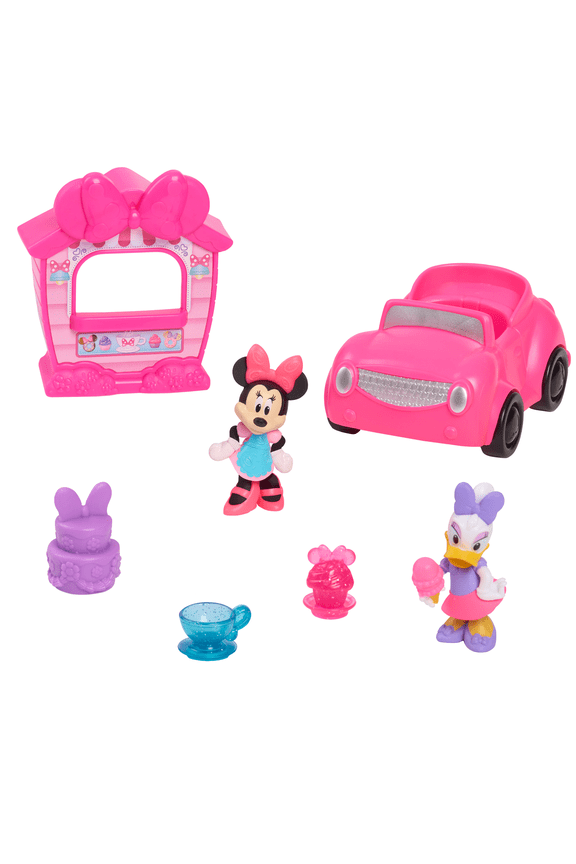 Disney Jr. Minnie Mouse Mini Playset, 7 Piece Figure Set, Collectible Disney Characters, for Girls Ages 3 and up