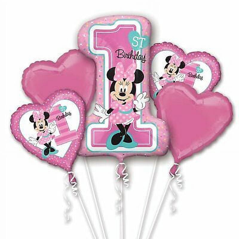 Anagram Minnie Mouse Balloons, Mylar Pink Birthday, (5 Piece)