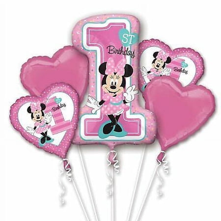 Anagram Minnie Mouse Balloons, Mylar Pink Birthday, (5 Piece)