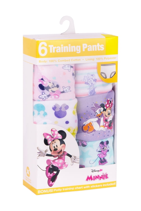 Minnie Mouse Character Toddler Girl Training Pants, 6 - Pack, Sizes 2T-3T