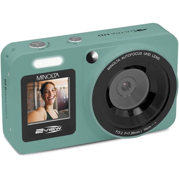 MINOLTA® MND33 2VIEW 64 MP AF / 4K UHD Camera w/Dual LCD (Teal)
