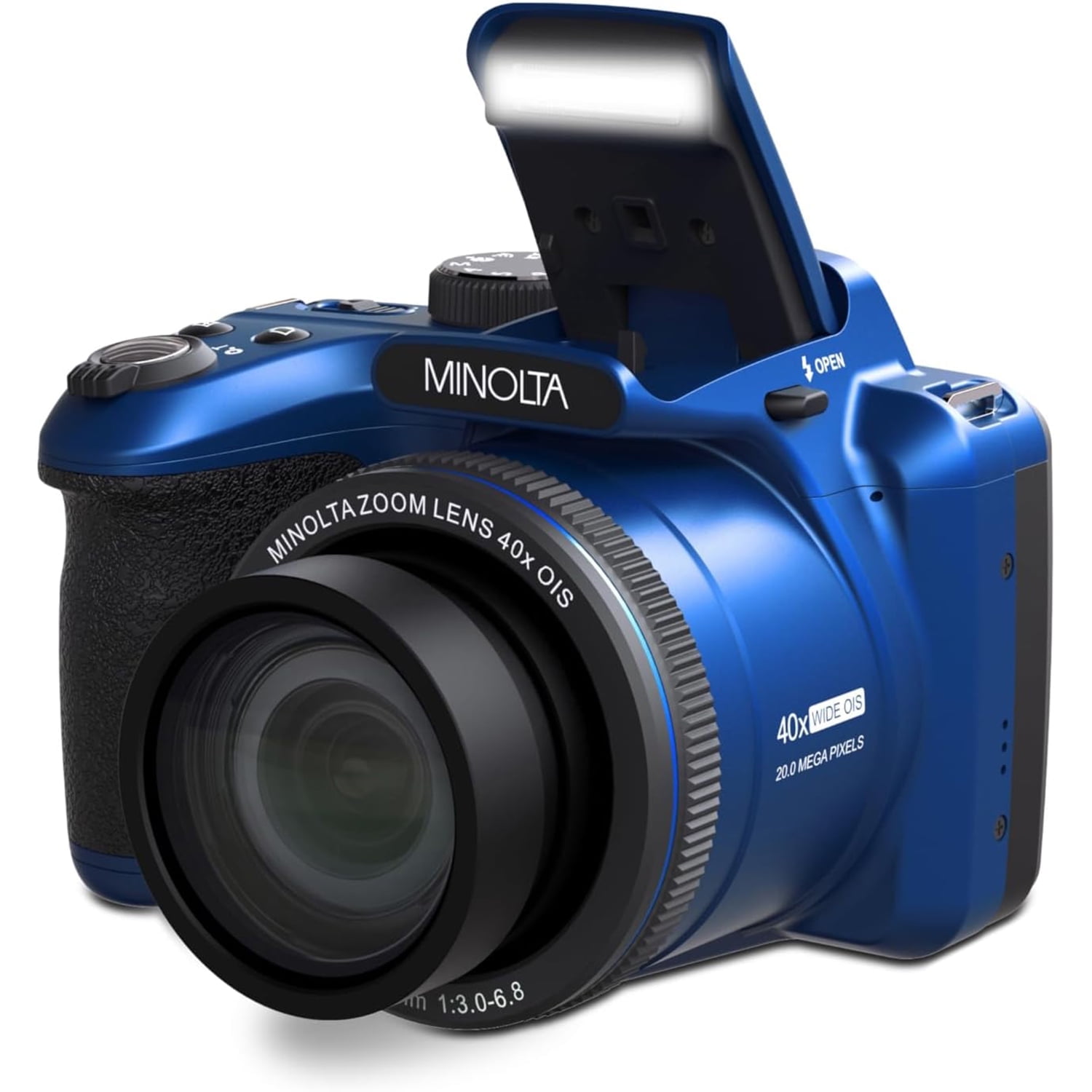 Minolta MN40Z Pro Shot 20 MP 1080P FHD Bridge Camera with 40x Optical Zoom - Blue Minolta MN40Z Pro Shot 20 MP 1080P FHD Bridge Camera with 40x Optical Zoom - Blue