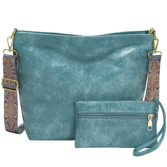 MINSONG Hobo Bags Crossbody Purses for Women Guitar Strap Shoulder Handbags Vegan Leather Purse Boho Tote Bucket Bag with 2 Straps