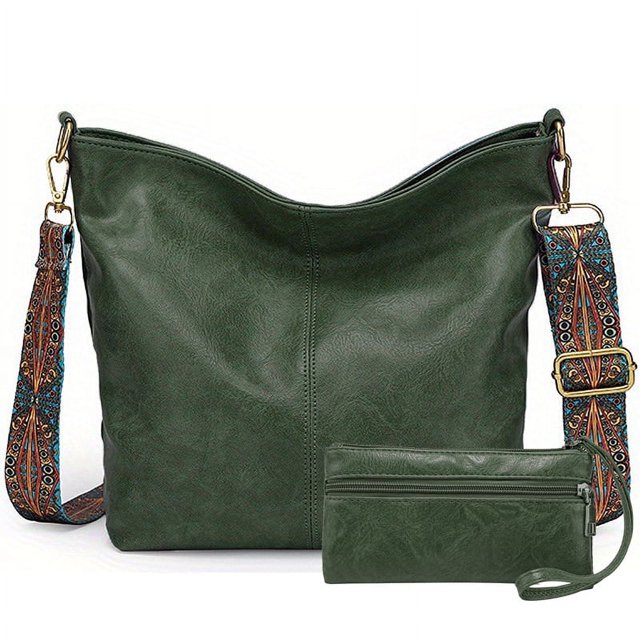 MINSONG Hobo Bags for Women Crossbody Handbags Guitar Strap Shoulder Bucket Bag Vegan Leather Purse Trendy Boho Tote Purses