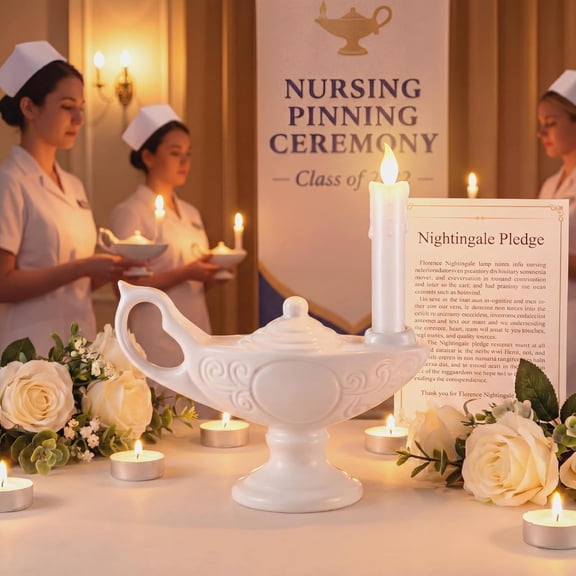 MINSUI-1 Pc Nurse Graduation Lamp Nursing Lamp for Pinning Ceremony Battery Powered Nightingale Lamps Nurse Week Gift LED Candle (Batteries Not Included) (Full White,Large)