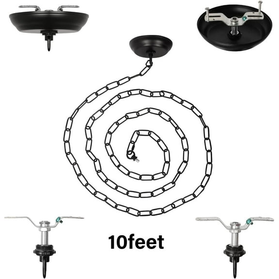 MINSUI-10 Feet Heavy Duty Black Chain with 5" Light Canopy Kit for Chandelier, Swag Light Kit Light Fixture Mounting Bracket for Hanging Light