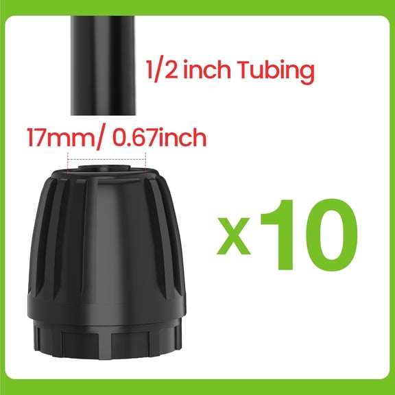 MINSUI-10 Pack 1/2 Drip Irrigation End Cap Connectors, Barbed Lock End Plug Fittings for 1/2 Inch Tubing, Leak-Proof Closure for Garden Hose Drip Line Termination, Easy No-Leak Installation