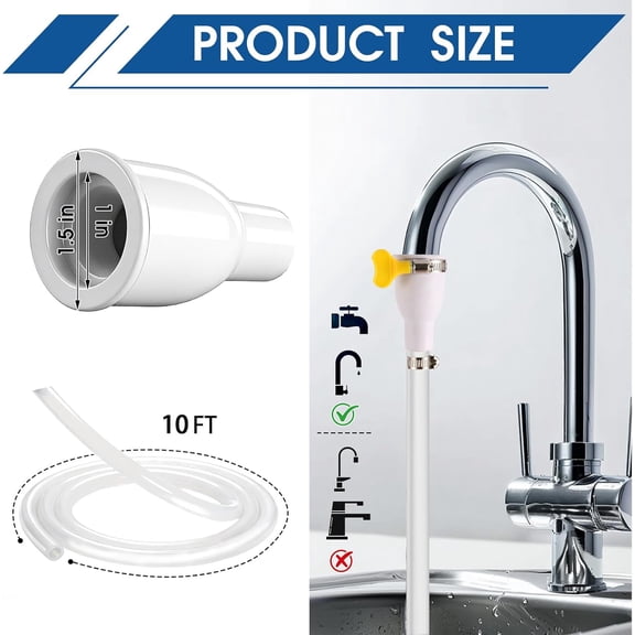 MINSUI-10FT Faucet Hose Attachment for Sink & Large Humidifiers,with Adjustable Faucet Connector,Hose Clamp & Adjustment Ring,Portable Water Fill Accessories for Sink,Bucket,Outdoor Clean