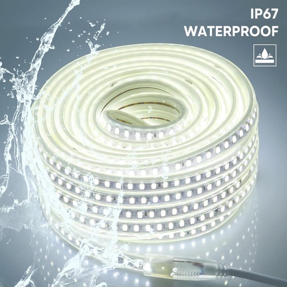 MINSUI-110V 120V LED Strip Lights 3.28FT 120LEDs/m 6000K Cool White 1M LED Rope Lights Outdoor Waterproof IP67 SMD 5730 Cuttable LED Light for Bedroom Wall Kitchen Home Decor