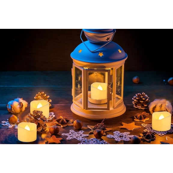 MINSUI-12 PCS Flameless Timer Tea Lights Candles, 6 Hours On and 18 Hours Off Per Cycle, Battery Operated Flickering LED Tealight Votive with Timer for Outdoor Halloween Pumpkin Decorations