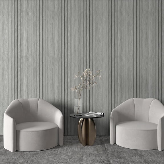 MINSUI-12"x79" Wood Grain Slat 3D Wall Panel Light Grey Herringbone Peel and Stick Sound Absorbing Wall Panels for Interior Wall Kitchen Island Thickened Foam Oak Wood Textured Wallpaper for Ceiling
