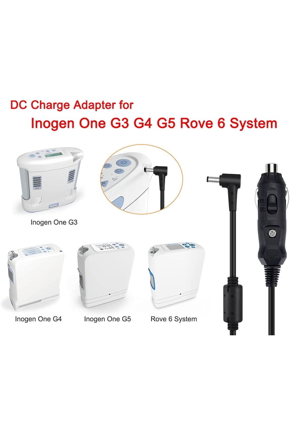 -12V Car Charger for Inogen One G5 G3 G4 G2 Oxygen Concentrator, DC Adapter Replace Inogen BA-306 BA-301 Power Cord Accessories with Additional Fuses*2-8.3ft