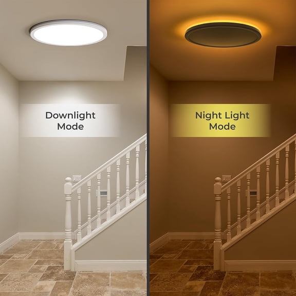 MINSUI-12in LED Flush Mount Ceiling Light Fixture with Remote Control, Nightlight 2000K Warm, 3000K-6500K Adjustable, Wired Low Profile Ceiling Lights for Bedroom, Kitchen, Living Room, White
