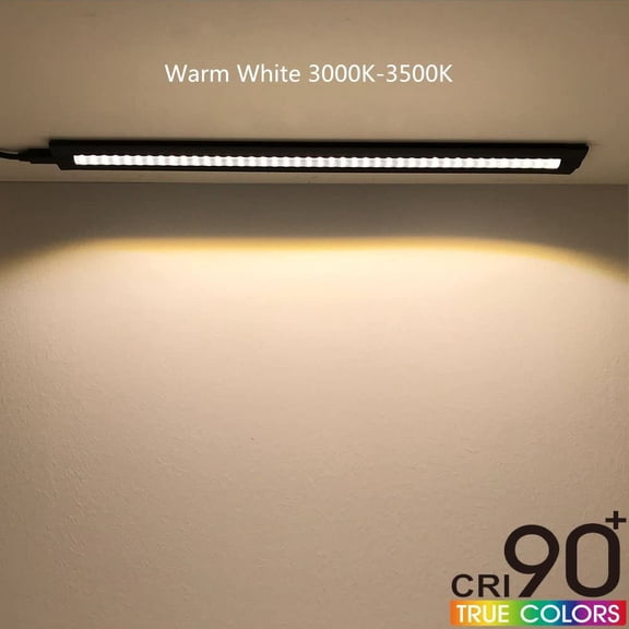 MINSUI-13inch LED Under Cabinet Lighting, Dimmable Light, Warm White 3500K, CRI90+, 450Lumens, DC 12V Ultra Thin Under Counter Kitchen Lights for Kitchen, Shelf, Cupboard, Black, 1 Pack