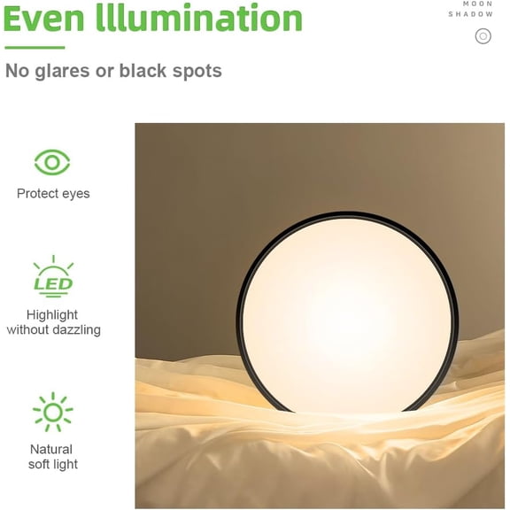 MINSUI-15.7 Inch Black Flush Mount LED Ceiling Light Fixture 32W, 3000K Daylight White, 3800LM, Flat Modern Round Closet Lighting Fixtures, Low Profile Ceiling Lamp for Bedrooms, Hallway .etc.