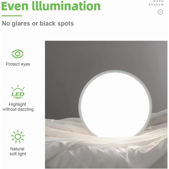 MINSUI-15.7 Inch LED Flush Mount Ceiling Light Fixture, 5000K Daylight White, 3800LM, 32W, Flat Modern Round Lighting Fixture, 320W Equivalent White Ceiling Lamp for Kitchens, Bedrooms.etc.
