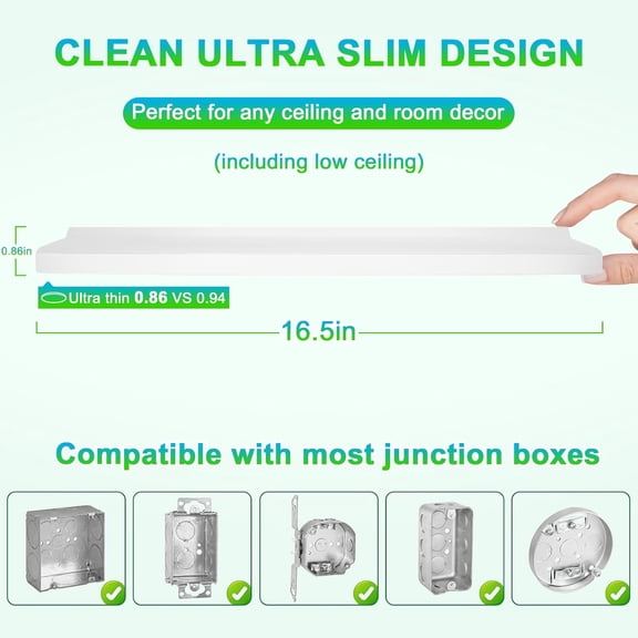 MINSUI-16.5Inch LED Flush Mount Ceiling Light Fixture, 32W LED Ceiling Light 5 Color Temperature in One (2700K-6500K), 4200 LM Super Thin Round Panel Lights for Bedroom, Living Room, Kitchen, Laundry
