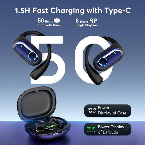 MINSUI-168 Languages AI Live Translation Earbuds, 4-in-1 Smart Mode Bluetooth 5.4 Touch Screen Earphones Real-Time Headphones Translator, Fit iOS and Android Ideal for Business and Learning, Deep Blu