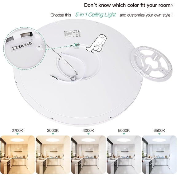 MINSUI-19 Inch Large Flush Mount Ceiling Light Fixtures, 4200LM 420W Equivalent, 2700K-6500K Selectable, 0.67 Inch Extremely Thin 36W Modern Dimmable Flat LED Ceiling Lights for Bathroom, 1 Pack