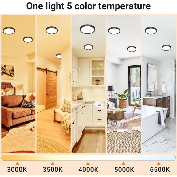 MINSUI-1Pack LED Flush Mount Ceiling Light Fixture, 7 Inch 15W, 1500LM, Super Slim 0.7 Inch, 3000K-6500K Adjustable Low Profile LED Ceiling Lights for Bathroom, Closet, Hallway(Black)