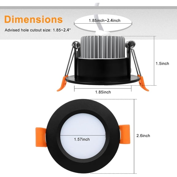 MINSUI-2 Inch LED Recessed Lighting, Dimmable Downlight 3W(35W Halogen Equivalent), CRI80, 2700K Ultra Warm White Ceiling Light with LED Driver (24 Pack)