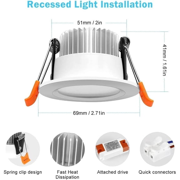 MINSUI-2 Inch Smart Recessed LED Lights, WiFi Downlight 5W 120V, Dimmable RGBCW 2700-6500K Color Changing Ceiling Lighting, Compatible with Alexa/Google, Can Lights with LED Driver 1Pack