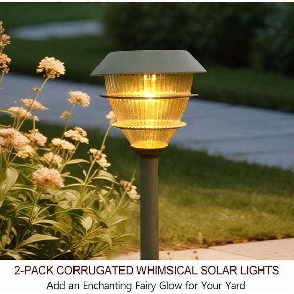 MINSUI-2-Pack 16.5" LED Solar Stake Lights Outdoor Waterproof - Warm White Pathway Garden Lights Outdoor Yard Decorations- Landscape Lamps for Sidewalk Driveway Decor