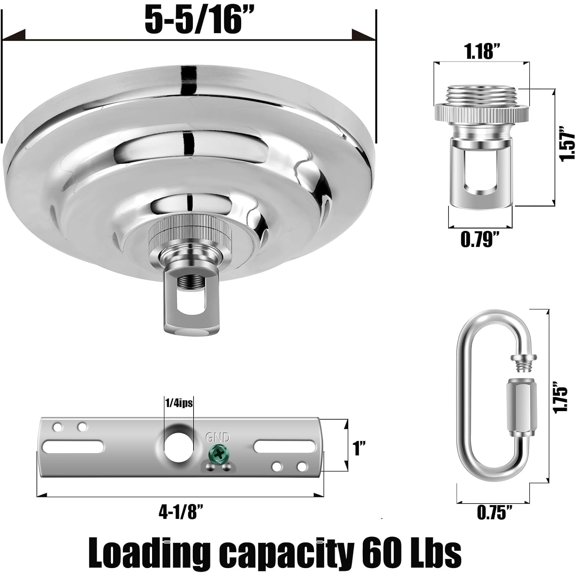 MINSUI-2 Pack of 5-5/16 Inches Light Canopy Kit, Heavy Duty Replacement Cover Plate with Mounting Hardware for Chandelier, Pendant Lighting & Swag Light (Chrome, 5-5/16 Inch Canopy)