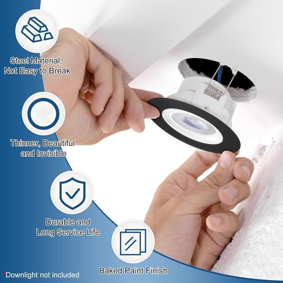 MINSUI-2-Pack Goof Rings for 4 Inch Recessed Lights, 4.3" ID 6.7" OD Durable Steel Trim Ring Flush Mount Black Can Light Trim Ring Cover for Ceiling Can Downlights