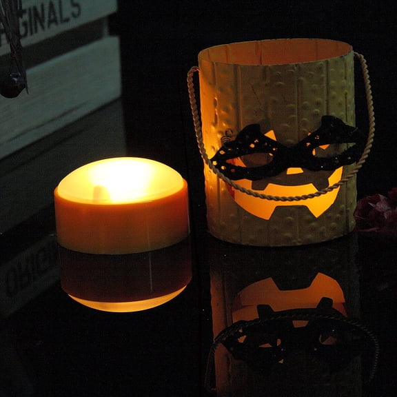 MINSUI-2 Pack Halloween LED Pumpkin Lights with Remote Timers Bright Flickering Battery Operated Jack-O-Lantern Flameless Electric Candles for Halloween Decor Holiday Decorations Orange Color