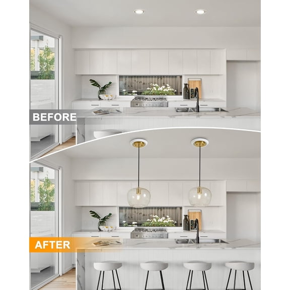 MINSUI-2-Pack Recessed Can Light Conversion Kit for 5" and 6" Ceiling Fixtures - Pendant/Hanging Light Upgrade, Includes E26 Socket, Mounting Bracket, Round Ceiling PlateWhite