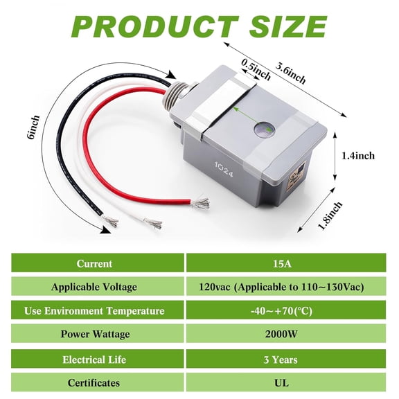 MINSUI-2 Pcs Photocell Sensor for Outdoor Light 120vac 50/60 Hz Waterproof Dusk to Dawn Photoelectric for Back Yard Lightening Compatible with Incandescent/Compact Fluorescent/Halogen/led (Classic)