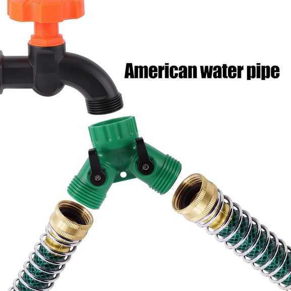 MINSUI-2 Way Y Water Splitter Connector for 3/4" Inch Garden Hose Spigot Faucetwith US Standard 3/4" Female GHT to 1/2' Hose Adapter for Drip Irrigation Tubing (.52" ID,.58" .62" OD)