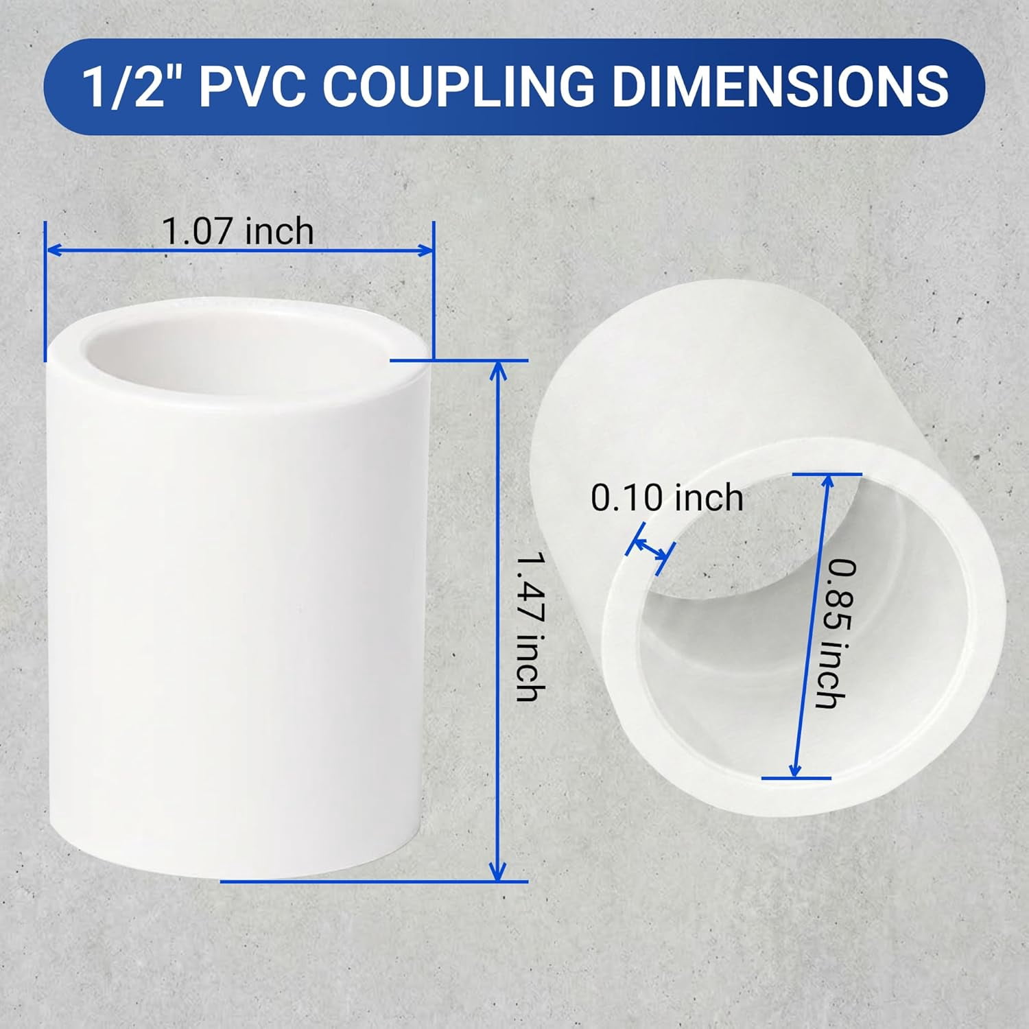 Half Inch Pvc Socket MINSUI-20 Pack 1/2 Inch PVC Couplings, Schedule 40 White PVC Slip ...