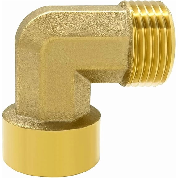 MINSUI-2PCS Brass Garden Hose Elbow Connector 90 Degree 3/4 Inch GHT Male and Female Pipe Fitting
