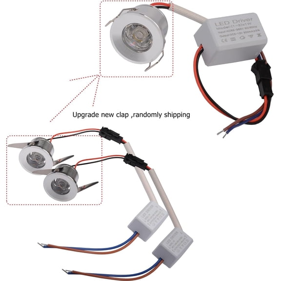MINSUI-2Pack 1W Mini Spotlights Recessed Ceiling Showcase Display Under-Cabinet Indoor Lights Fixture with AC 110V 220V to DC3-12V LED Power Supply Driver 3000K Warm-White Lighting Silver-Shell