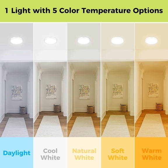 MINSUI-2Pack LED Flush Mount Ceiling Light Fixture, 7Inch 15W, Dimmable&3000K/3500K/4000K/5000K/6500K Adjustable Low Profile Ceiling Lights, 1500LM Round Lamp for Bathroom, Closet, Kitchen, Hallway,
