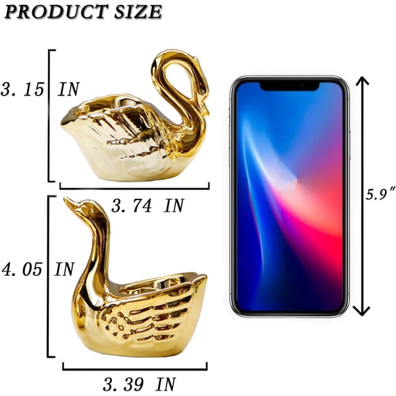 MINSUI-2Pcs Swan Tea Light Candle Holder, Ceramic Gold Candle Holder for Home Decor