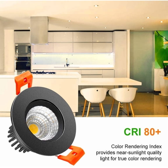 MINSUI-2inch LED Dimmable Downlight, 3W COB Recessed Ceiling Light, Warm White 3000K-3500K, CRI80, 25W Halogen Bulbs Equivalent, Black (1Pack)