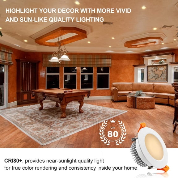 MINSUI-3.5 Inch LED Recessed Lighting, Dimmable Downlight 7W(55W Halogen Equivalent), CRI80, 3000K Warm White, Ceiling Light with LED Driver(4 Pack)