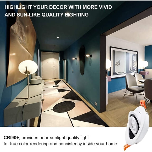 MINSUI-3 Inch Eyeball Gimbal LED Recessed Lighting Dimmable Downlight, 5W (40W Halogen Equivalent) Adjustable Spotlight, 4000K Natural White, CRI80, Ceiling Light with LED Driver (4 Pack)