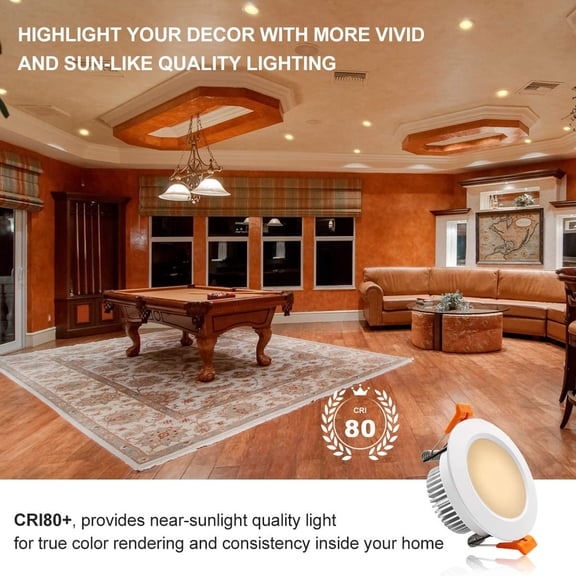MINSUI-3 Inch LED Recessed Lighting, Dimmable Downlight 5W(40W Halogen Equivalent), CRI80, 2700K Ultra Warm White, Ceiling Light with LED Driver(4 Pack)