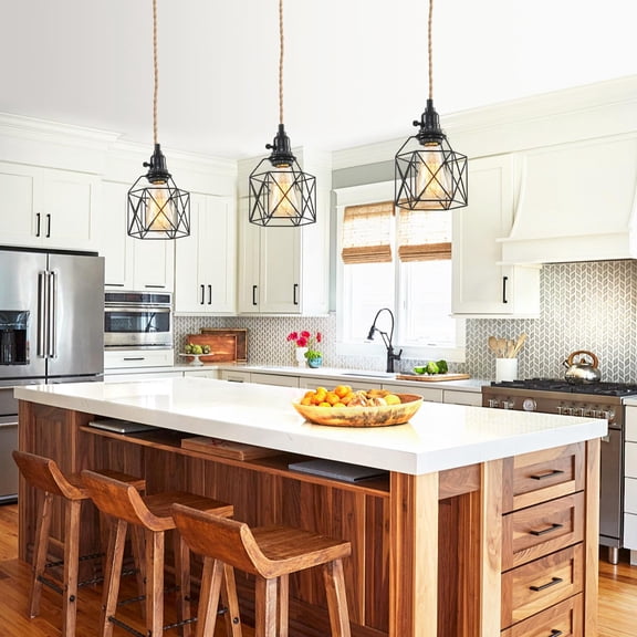 MINSUI-3-Light Hanging Light with Plug in Cord,Plug in Pendant Light Hemp Rope Pendant Lighting Vintage 3-Light Hanging Lamp Fixtures for Kitchen Island Living Room Bedroom