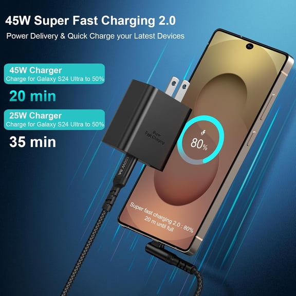 MINSUI-3-Pack Super Fast Charger Block, Samsung 45W Super Fast Charging 2.0 Wall Charger Plug PD PPS USB-C Power Adapter for Galaxy S26 S25 S26+ S25 S26 Ultra S24 S23 S22 S21 S20 Tab S8 S7+ Ultra (Bl