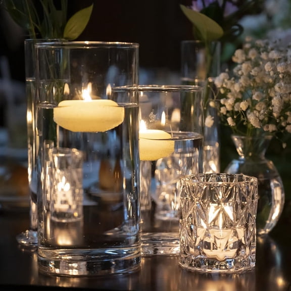 MINSUI-3 inch Floating Candles,12Pack White Dripless Wax Unscented Wax 13-15Hours Burning, Wedding Party Candles,for Centerpieces Suitable for Cylindrical Vases,Swimming Pool,Restaurant Decoration