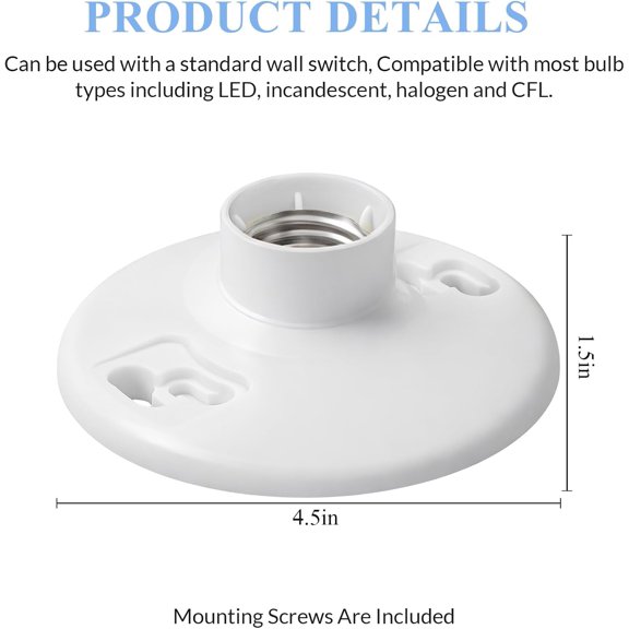 MINSUI-30 Pcs E26 Medium Base Ceiling Lamp Holder Keyless Light Sockets White Bulb Socket Incandescent Fluorescent CFL Lamp Holder 660w 250v (Porcelain)