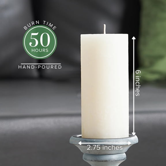 MINSUI-3x6 inch Ivory Rustic Eucalyptus and Sage Pillar Scented Candle - 1 Piece - for Home Decor, Aromatherapy, Weddings, Restaurants, Spa, Church