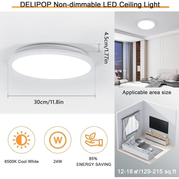 MINSUI-4 Pack 12 Inch LED Flush Mount Ceiling Light, 24W Surface Flat LED Ceiling Light for Indoor/Outdoor, IP54 Waterproof Round Ceiling Light Fixture for Bathroom, Bedroom, Kitchen, Hallway