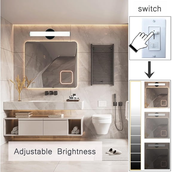 MINSUI-4 Pack Bathroom Vanity Light, Adjustable Brightness 12W 17.3inch Bathroom Light Fixtures,1200LM Led Vanity Bar, 5000K Natural White, Wall Lamp for Mirror Living Room, Hallway, Cabinet Porch